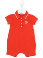 Moncler Kids - Polo Detail Romper - Kids - Cotton/spandex/elastane - 18-24 Mth, Red