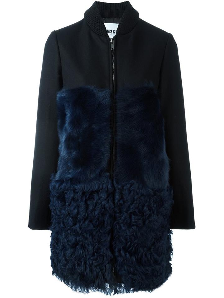 Msgm Ribbed Collar Mid-length Coat