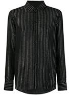 Saint Laurent Striped Loose Shirt - Black