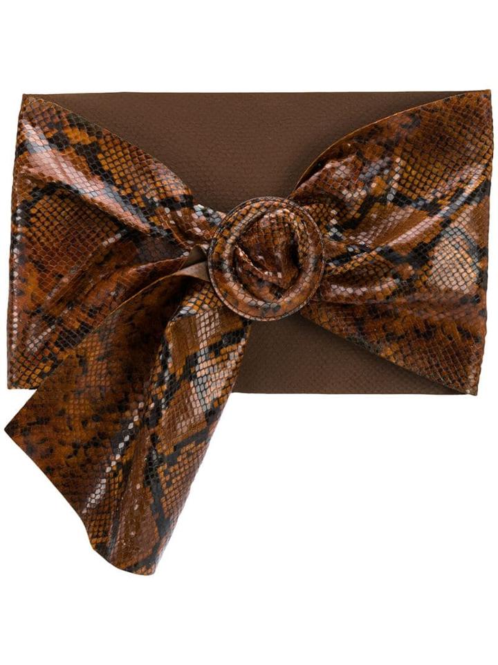 Attico Wide Snakeskin-effect Belt - Brown