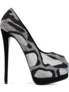Giuseppe Zanotti Design Glitter Platform Pumps, Women's, Size: 37.5, Black, Leather/suede/metal Other