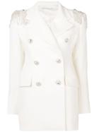 Alessandra Rich Crystal Embellished Double Breasted Jacket - White