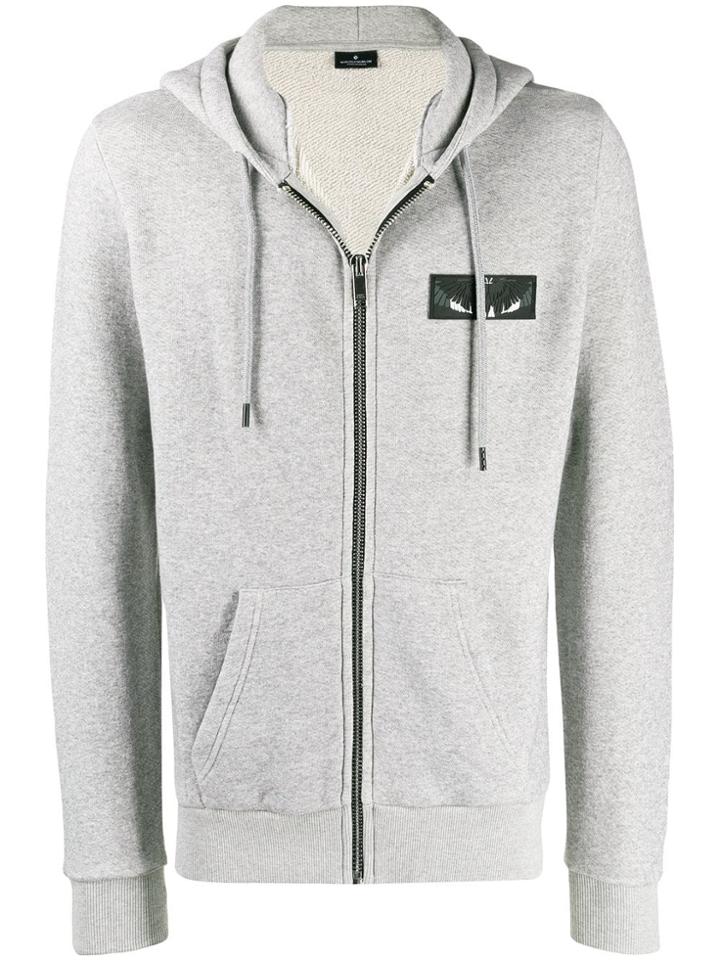 Marcelo Burlon County Of Milan Wings Patch Zipped Hoodie - Grey