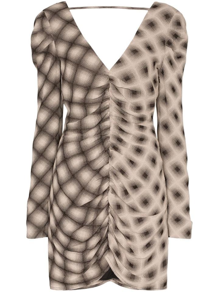 Eckhaus Latta V Neck Printed Crossover Mini Dress - Brown