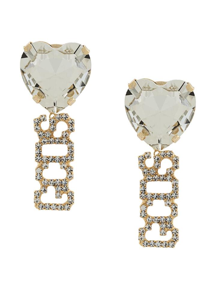 Gcds Logo Embellished Drop Earrings - White
