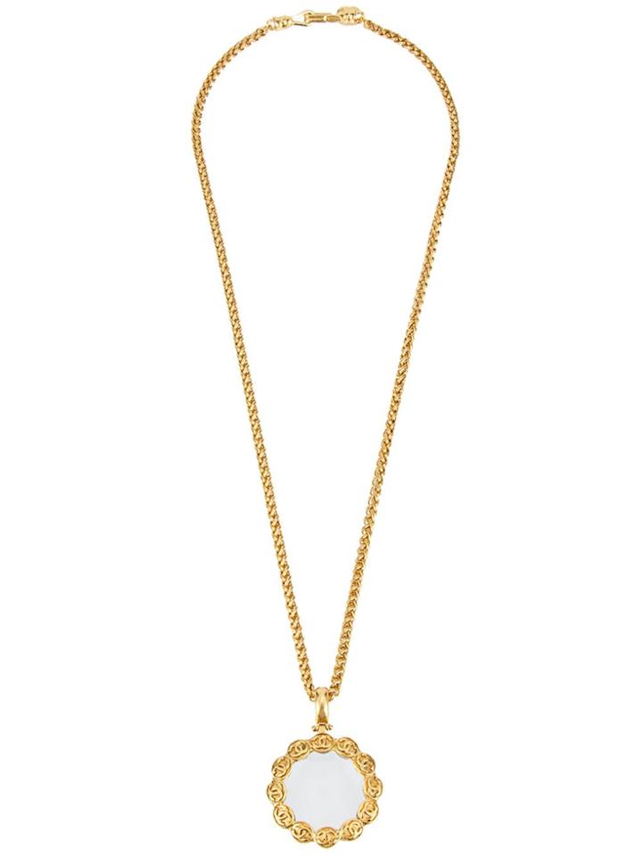 Chanel Vintage Cc Logo Chain Loupe Pendant Necklace - Metallic