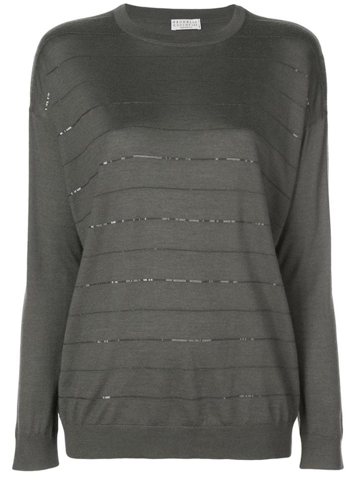 Brunello Cucinelli Oversized Sequin-emmbellished Top - Green