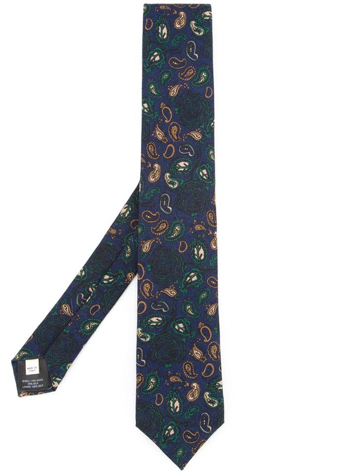 Kent & Curwen Paisley Print Tie - Blue