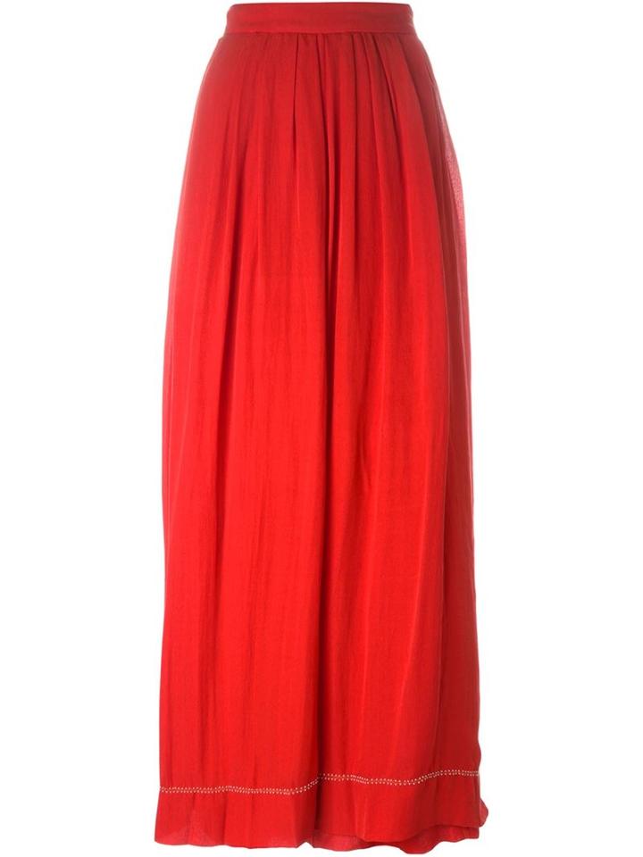 Isabel Marant Pleated Skirt, Women's, Size: 38, Red, Silk/viscose/glass