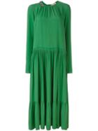 No21 Embellished Neck Midi Dress, Women's, Size: 42, Green, Acetate/silk
