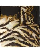 Balmain Tiger Print Scarf, Women's, Black, Modal/cashmere
