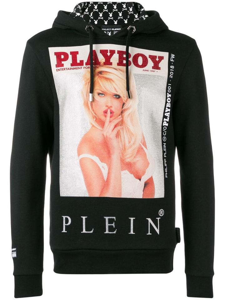 Philipp Plein X Playboy Printed Crystal Hoodie - Black
