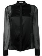 Givenchy Sheer Contrast Panel Shirt, Women's, Size: 36, Black, Silk