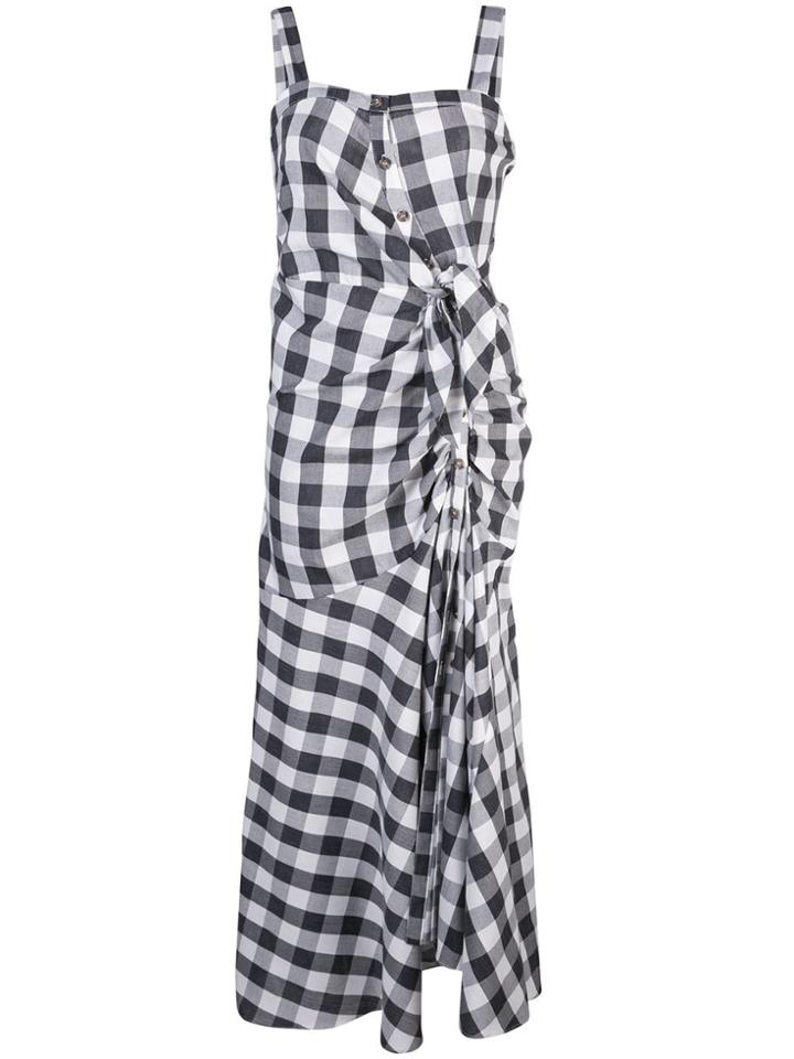 Likely Check Flared Midi Dress - Blue