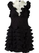 Martha Medeiros Ruffled Lace Dress, Women's, Size: 38, Black, Silk/cotton