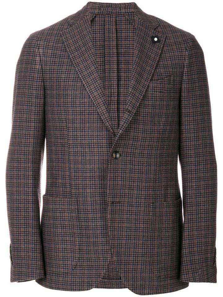 Lardini Patterned Single Breasted Blazer - Brown