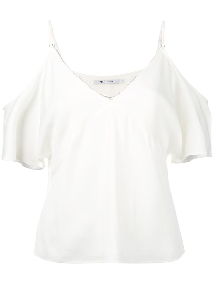 T By Alexander Wang - Cold Shoulder Top - Women - Polyester/spandex/elastane/viscose - 4, White, Polyester/spandex/elastane/viscose