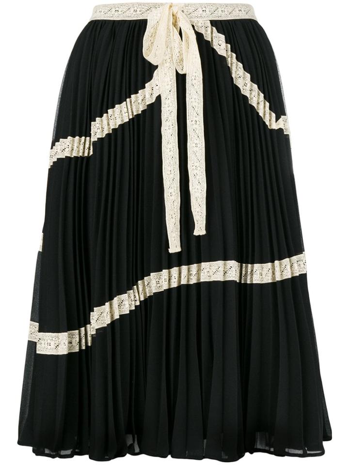 Red Valentino Lace-embroidered Flared Skirt - Black