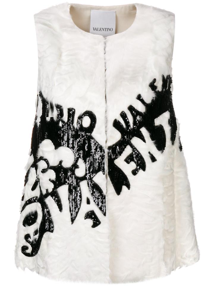 Valentino Sequin Embroidered Vest - White