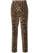 Dolce & Gabbana Side Band Leopard Print Trousers - Brown