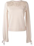 Chloé Guipure Insert Jumper, Women's, Size: Medium, Pink/purple, Silk/cotton/polyester/wool