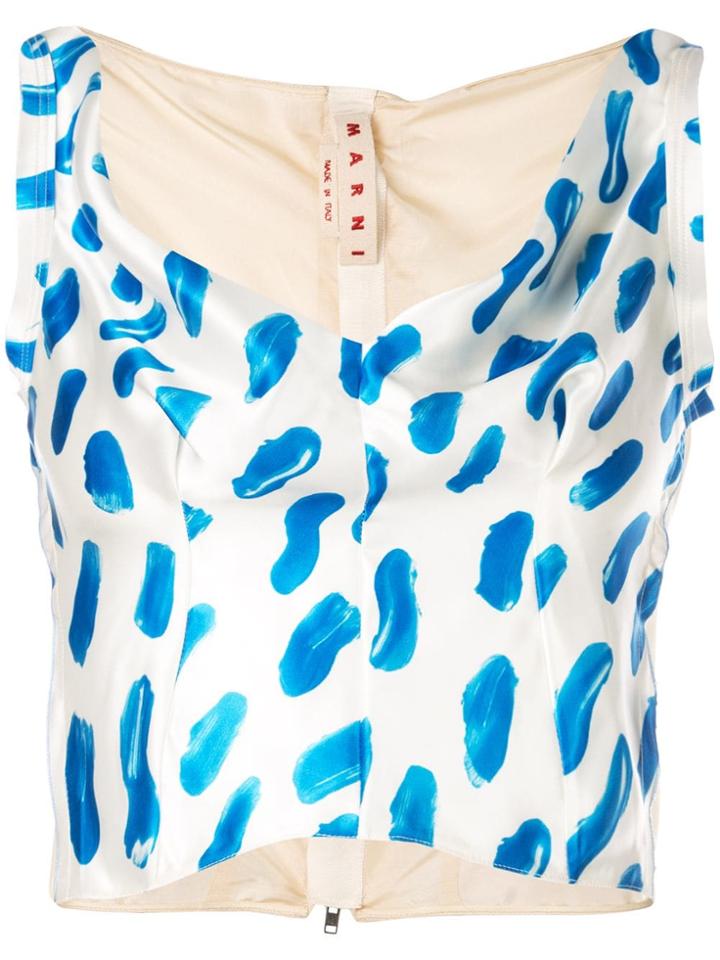 Marni Brush Stroke Print Top - White