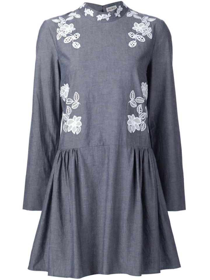 Suno Macrame Insert Chambray Dress