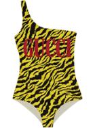 Gucci Sparkling Swimsuit With Zebra Print - Yellow