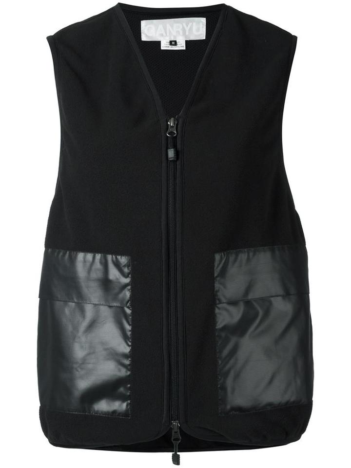 Ganryu Comme Des Garcons V-neck Gilet, Women's, Size: Small, Black, Polyester