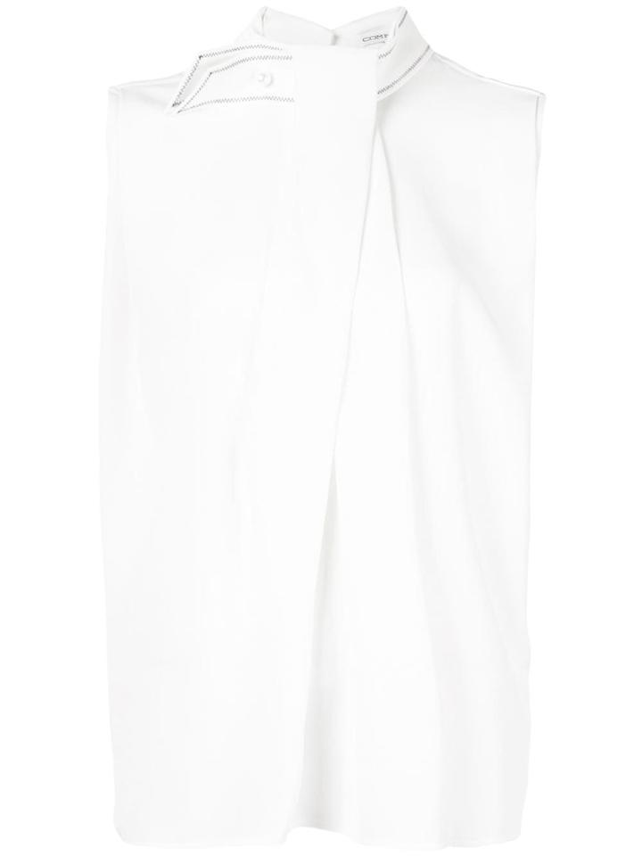 Comme Moi Draped Neck Blouse - White