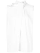 Comme Moi Draped Neck Blouse - White