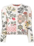 Alexander Mcqueen Graphic Floral Intarsia Fitted Cardigan - Nude &
