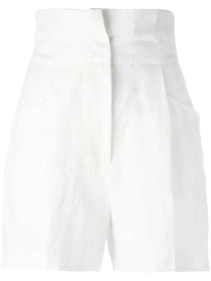 Ermanno Scervino High-waisted Shorts, Women's, Size: 40, White, Linen/flax/polyester