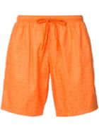 Moschino Logo Print Swim Shorts, Men's, Size: Large, Yellow/orange, Polyester
