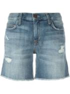 Current/elliott Washed Denim Shorts, Women's, Size: 25, Blue, Cotton