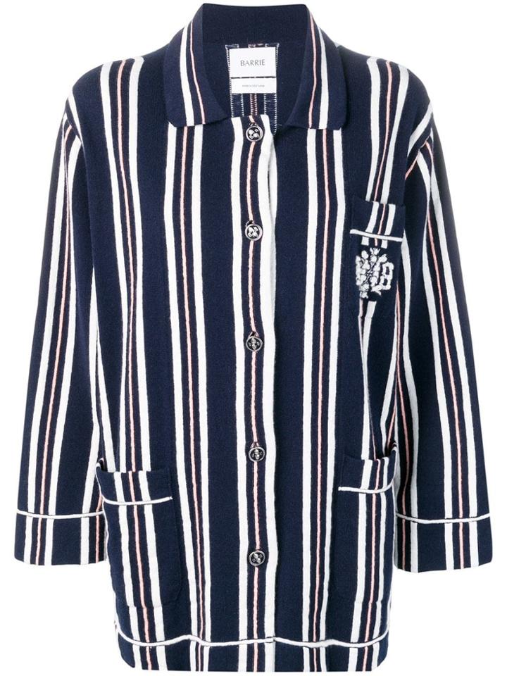 Barrie Striped Knitted Cardigan - Blue
