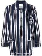 Barrie Striped Knitted Cardigan - Blue