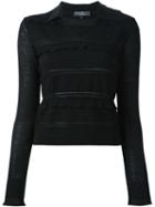 Salvatore Ferragamo V-neck Sweater, Women's, Size: Medium, Black, Virgin Wool/silk