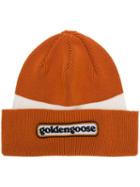 Golden Goose Logo Contrast Beanie Hat - Orange