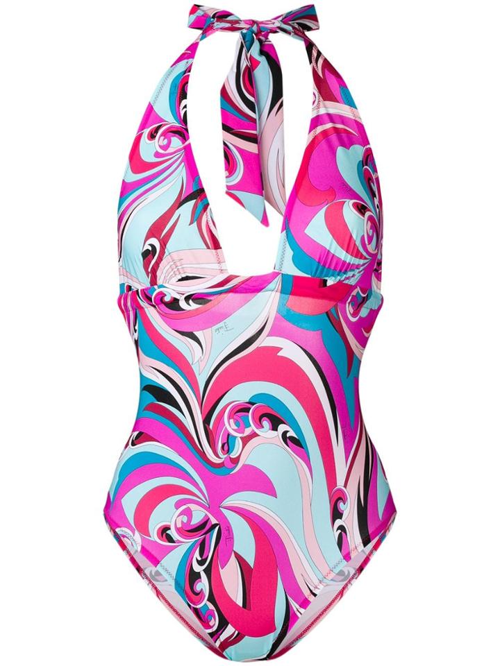 Emilio Pucci Colour-block Halter-neck Swimsuit - Pink
