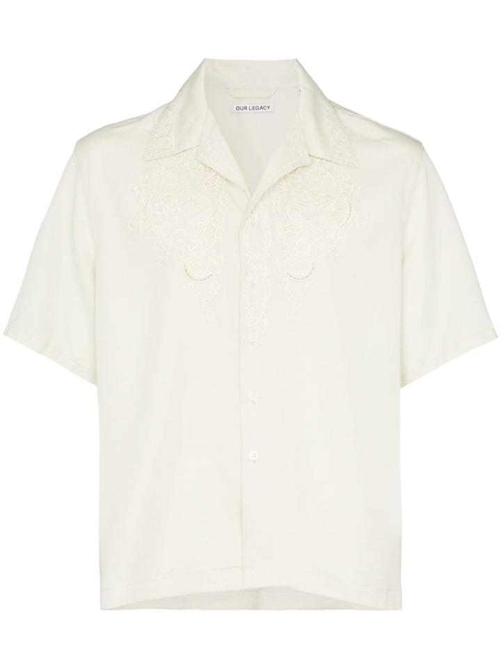 Our Legacy Embroidered Short Sleeve Shirt - Neutrals