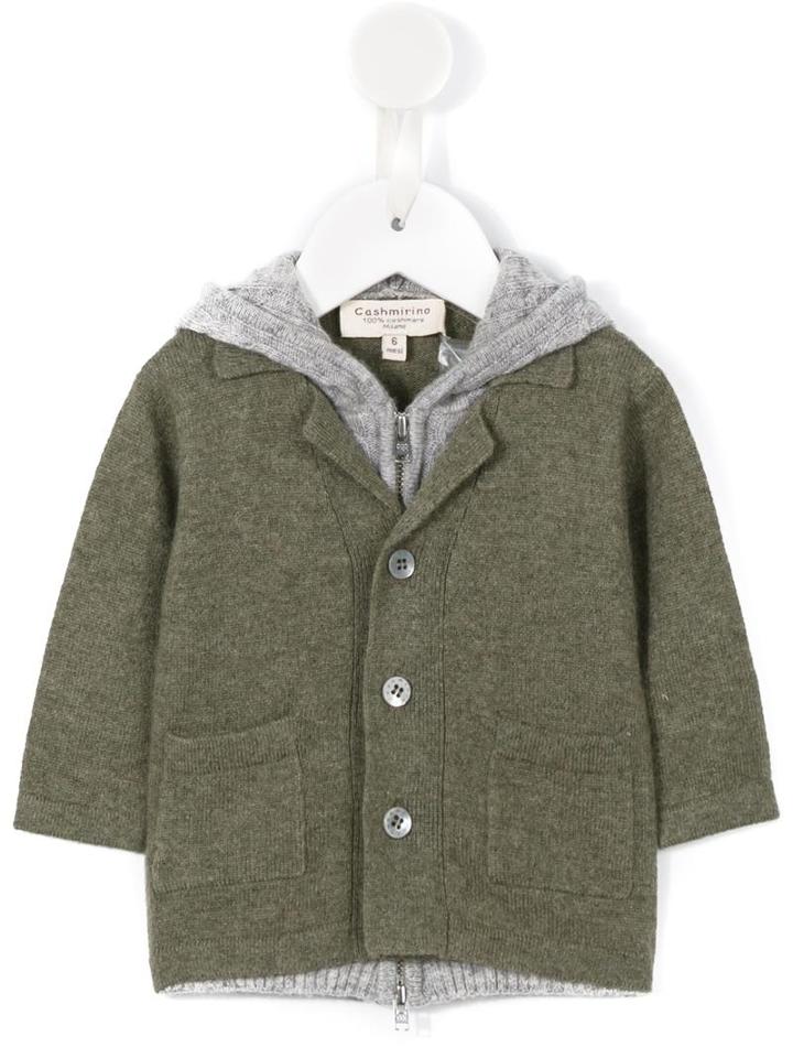 Cashmirino Double Layered Hooded Cardigan, Newborn Boy's, Size: 1 Mth, Green