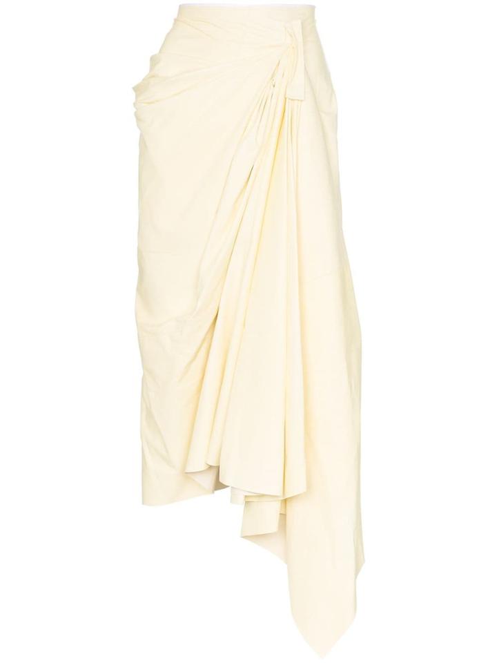 Marni Wrap Detail Silk Midi Skirt - Yellow
