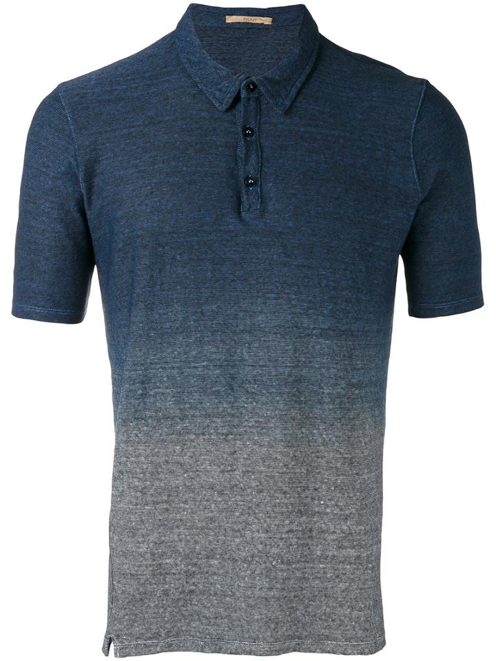Nuur Gradient Effect Polo Shirt, Men's, Size: 52, Blue, Cotton/linen/flax