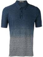 Nuur Gradient Effect Polo Shirt, Men's, Size: 52, Blue, Cotton/linen/flax