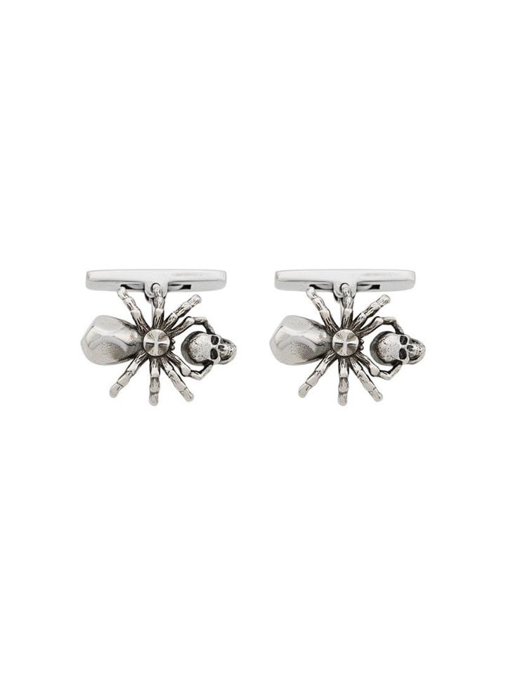 Alexander Mcqueen Spider Skull Cufflinks - Silver
