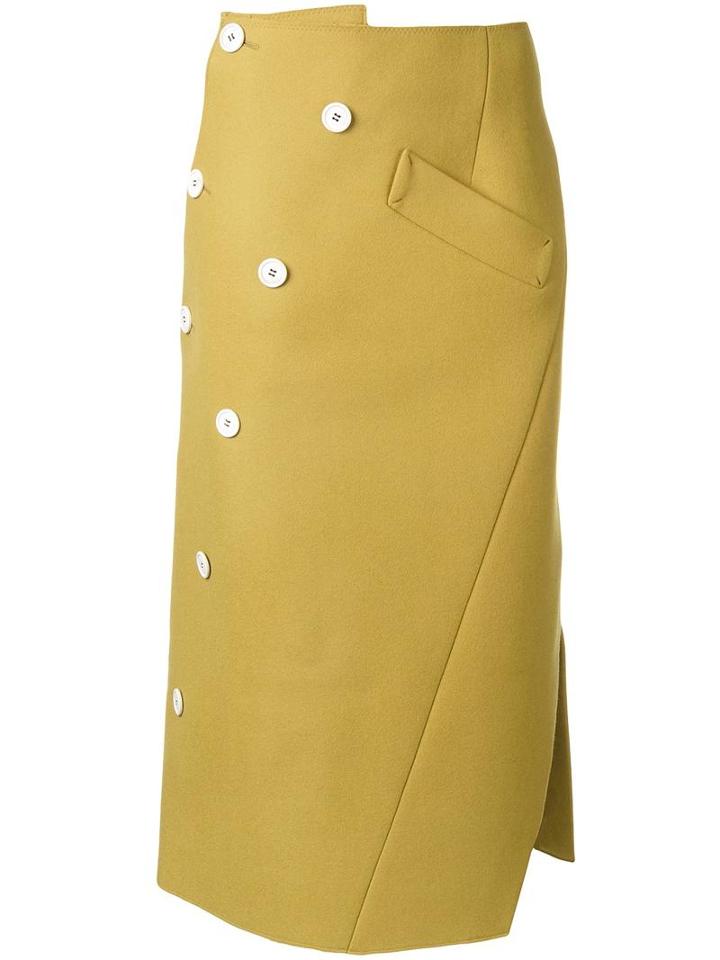 Irene 'twist' Wrap Skirt, Women's, Size: 36, Yellow/orange, Wool
