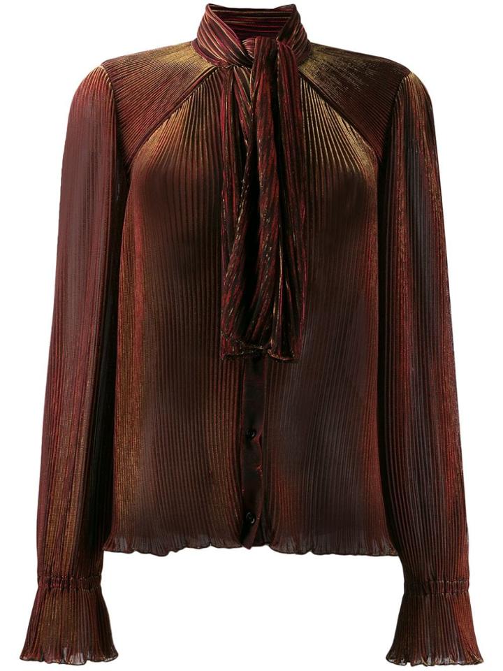 Marco De Vincenzo Pleated Long-sleeve Blouse - Red
