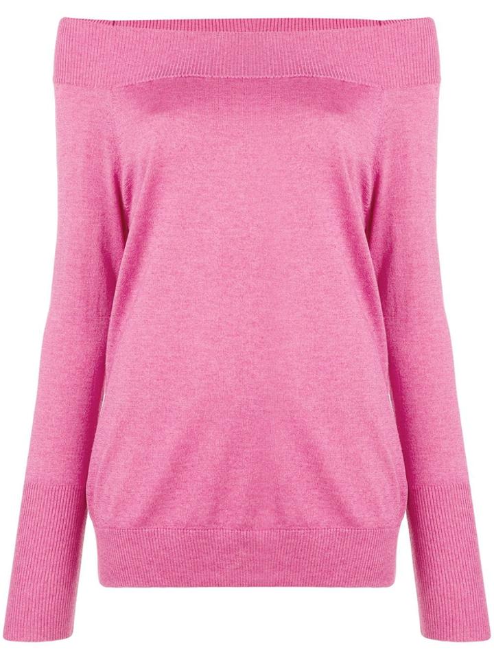 Snobby Sheep Off-shoulder Fitted Sweater - Pink