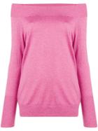 Snobby Sheep Off-shoulder Fitted Sweater - Pink